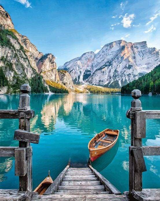 Barca Sul Lago Di Montagna Diamond Painting