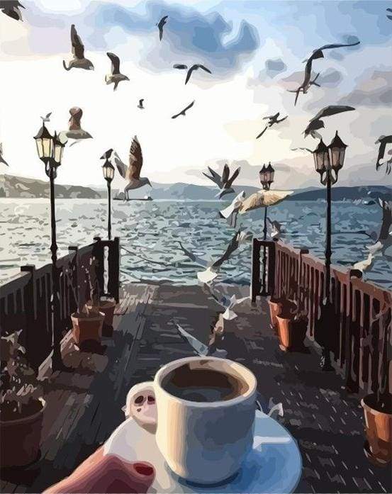 Caffè E Gabbiani Sul Lungomare Diamond Painting