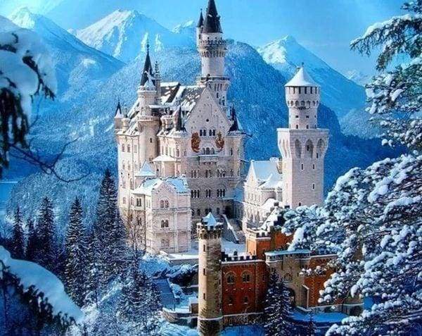 Diamond Painting - Castello Su Montagna Innevata Diamond Painting
