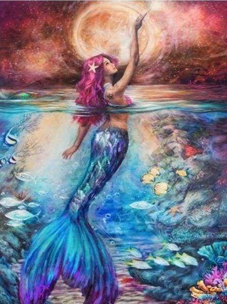Sirena nel Mare diamond painting kit completo fantasy marino