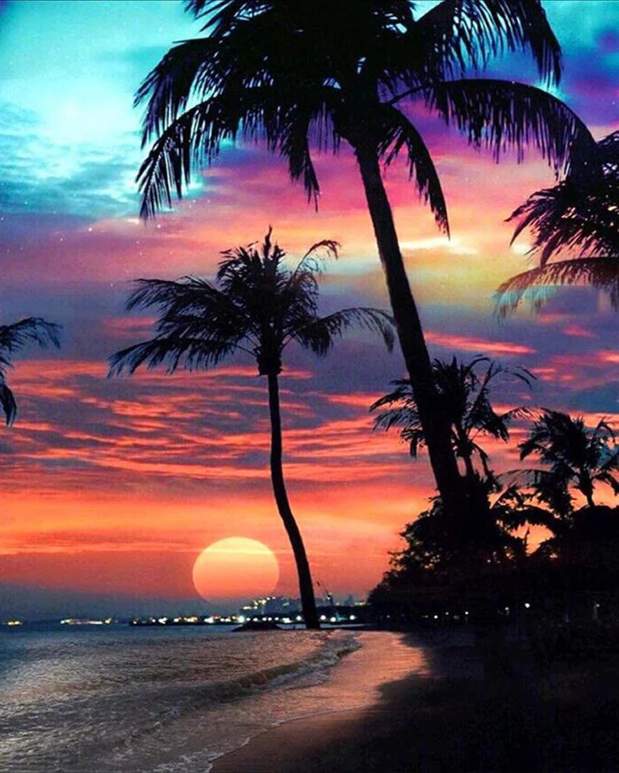 Diamond Painting - Tramonto su un'isola paradisiaca Diamond Painting