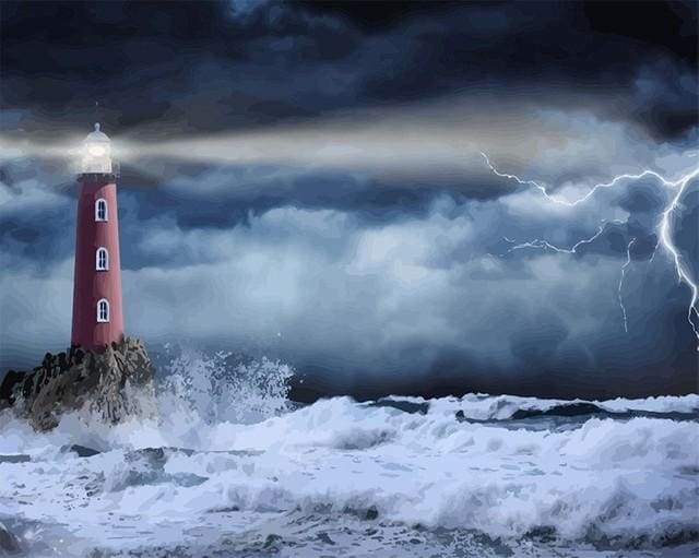 Faro E Onde Del Mare Diamond Painting