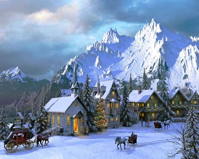Natale nelle Alpi Diamond Painting