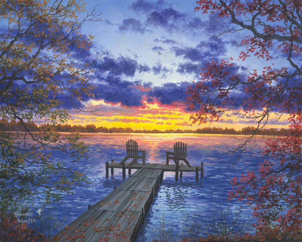 Ponte e Lago al tramonto Diamond Painting