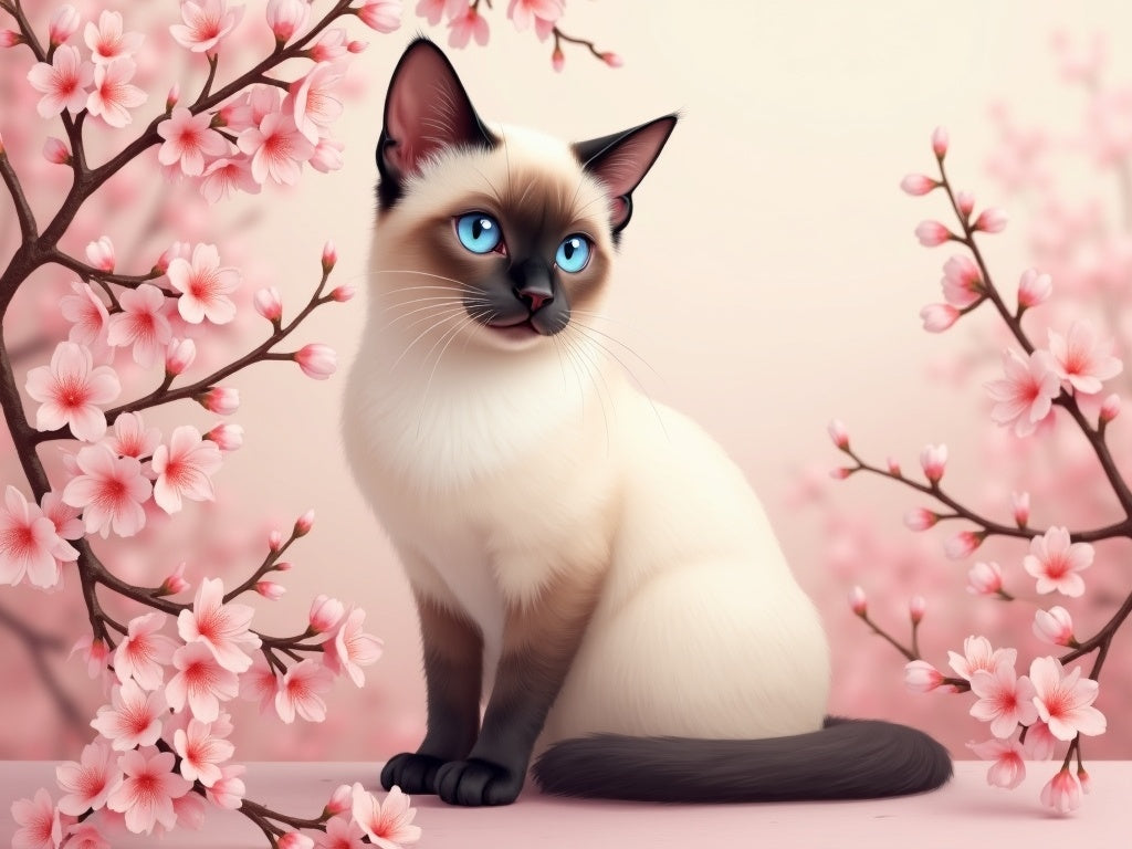 Diamond Painting Gatto Siamese tra i Fiori