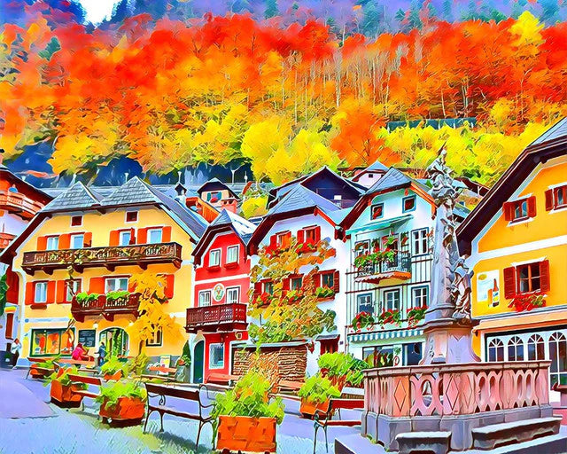 Villaggio svizzero colorato Diamond Painting kit diamond painting