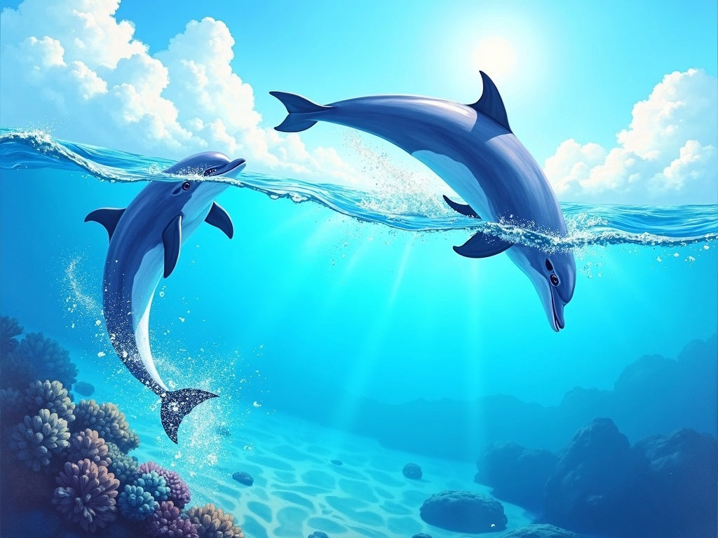 Delfini nel Mare Tropicale Diamond Painting