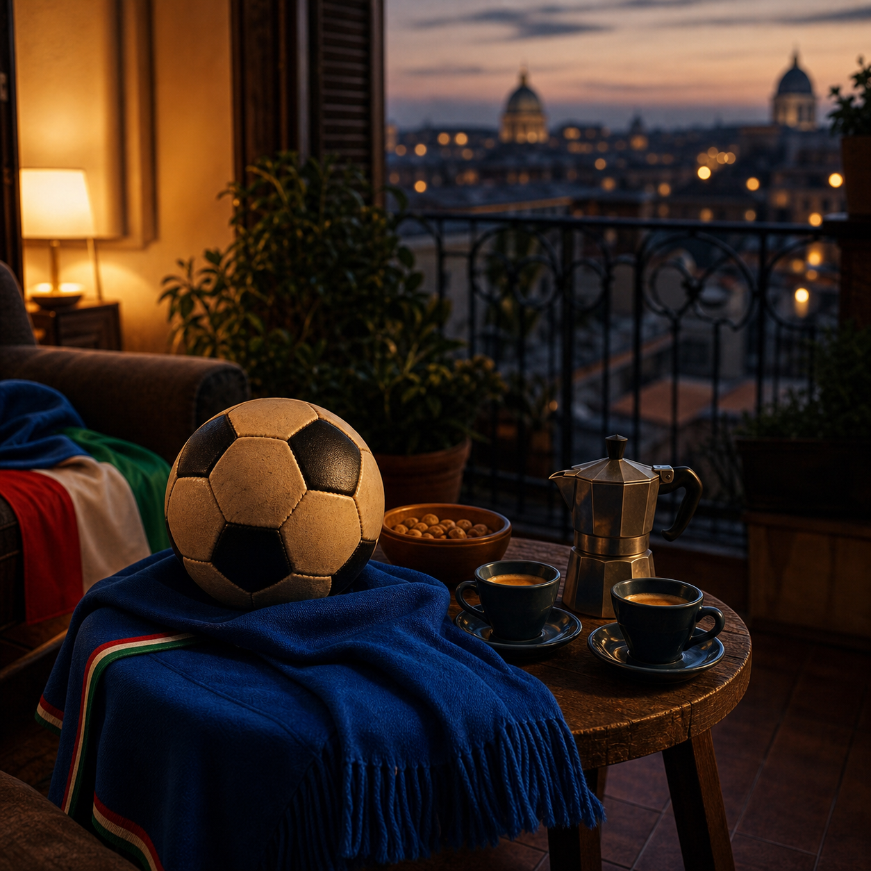 Diamond Painting Casa Azzurra Serata Calcio | Kit Completo - diamond painting Mondiali Italia