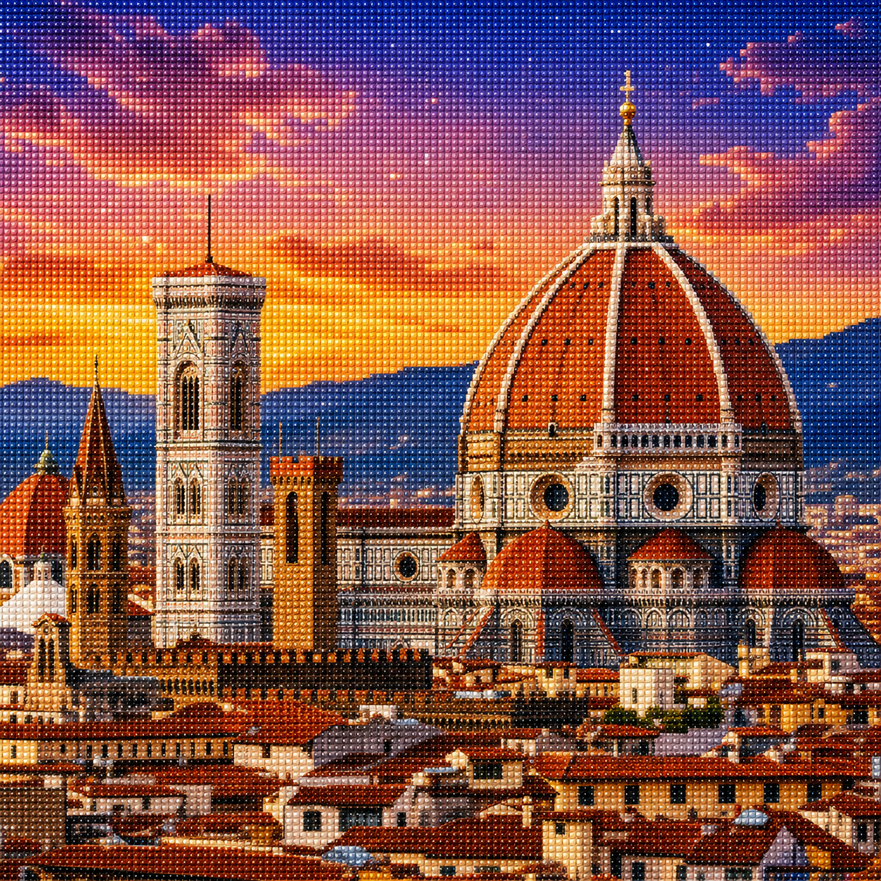 Diamond Painting Duomo di Firenze | Kit Completo - immagine diamond painting della bezienswaardigheid italiana