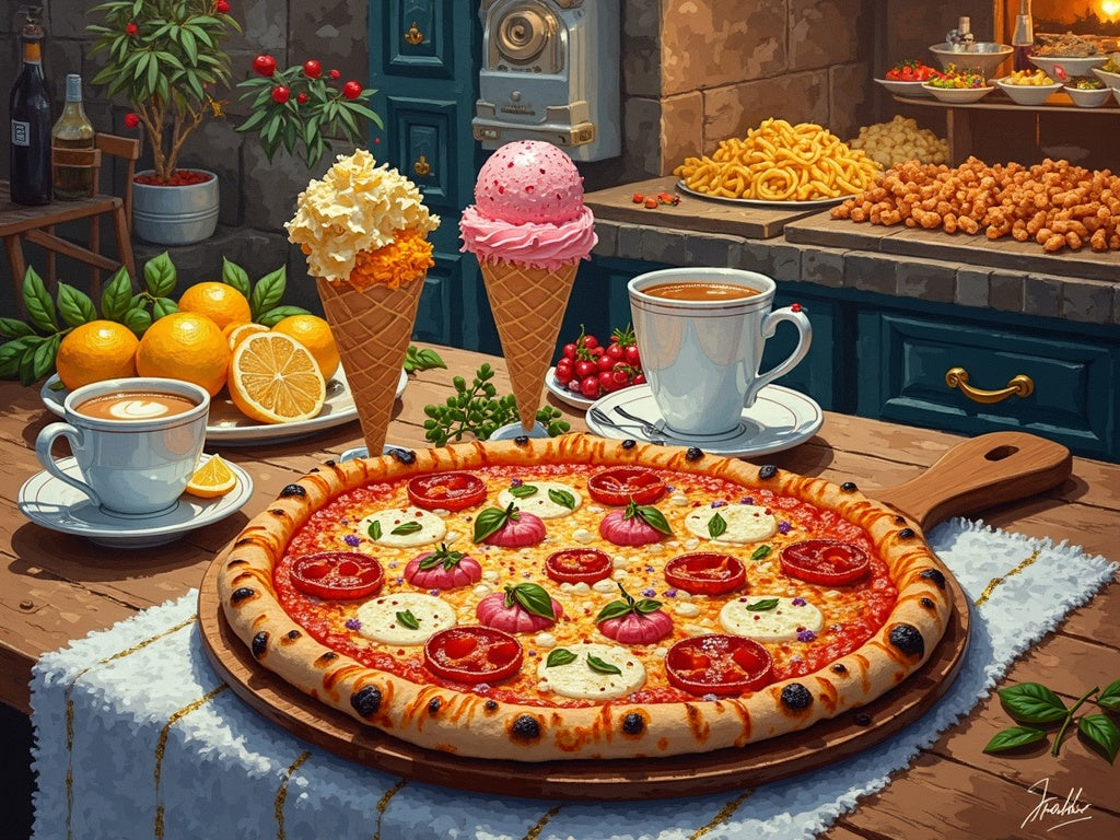 Diamond Painting Cucina Italiana - Pizza, Pasta, Gelato e Espresso