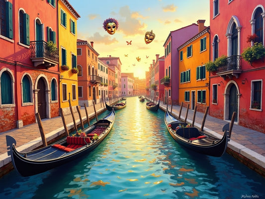 Venezia con gondole e Canal Grande per diamond painting