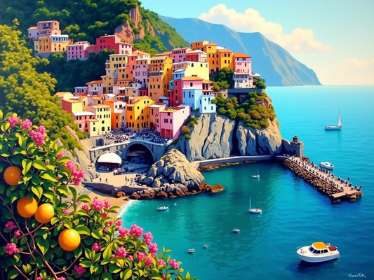 Costiera Amalfitana con Positano e mare turchese per diamond painting