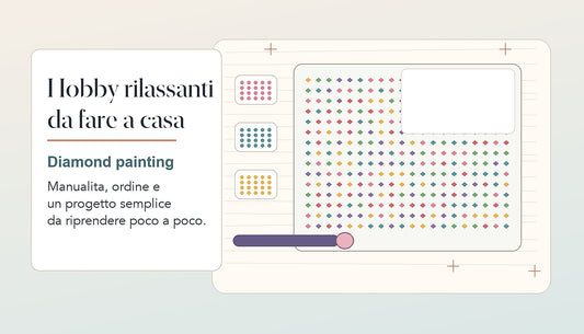 Hobby rilassanti da fare a casa con diamond painting, tela, penna e diamantini colorati