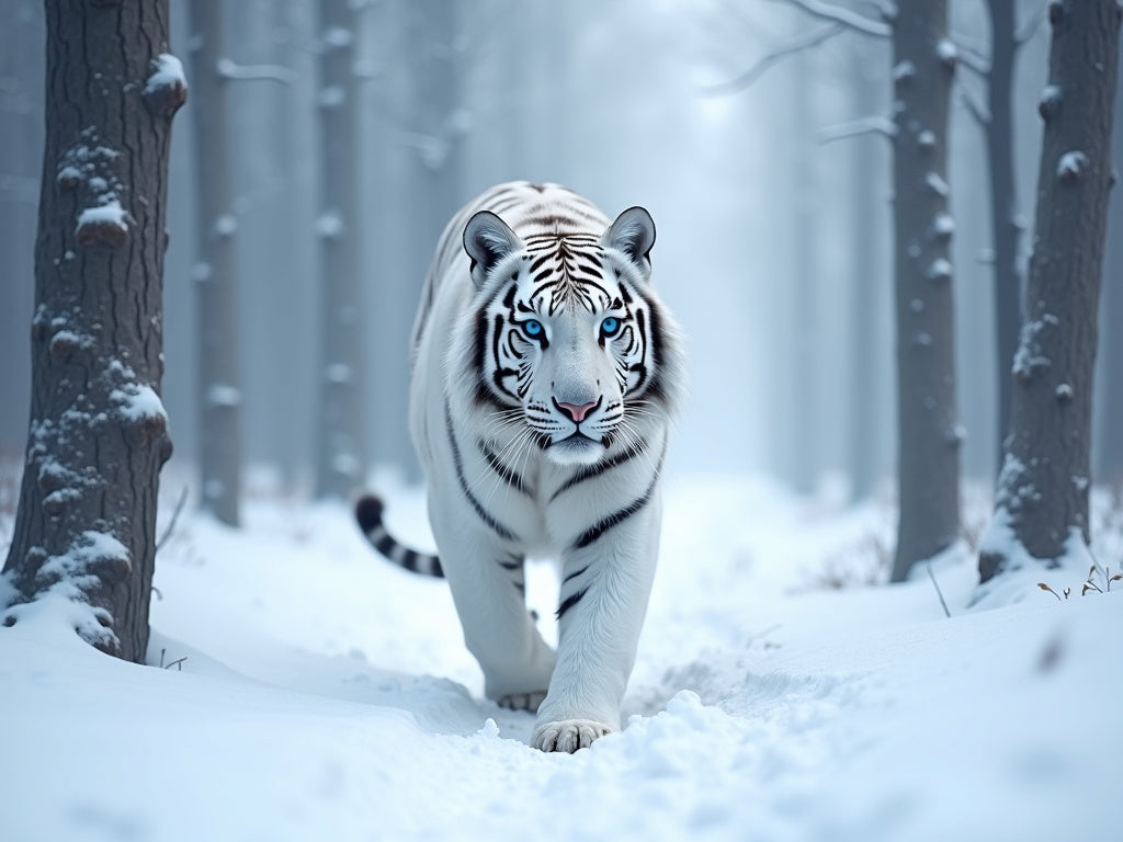 Diamond Painting Tigre Bianca nella Neve