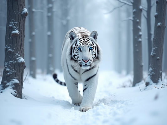 Diamond Painting Tigre Bianca nella Neve