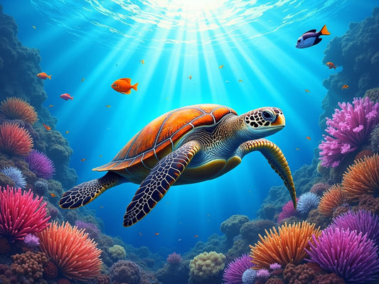 Diamond Painting Tartaruga Marina nel Corallo