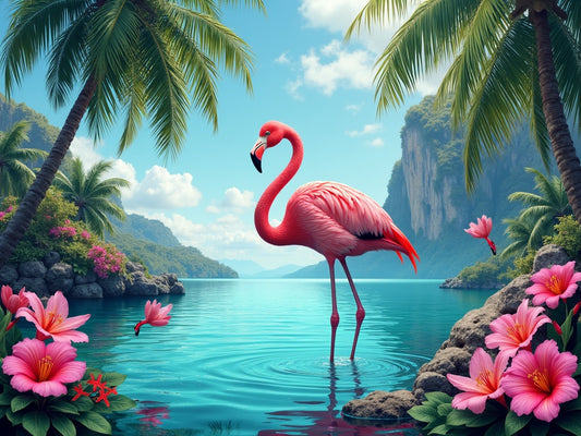 Fenicottero Rosa Tropicale Diamond Painting