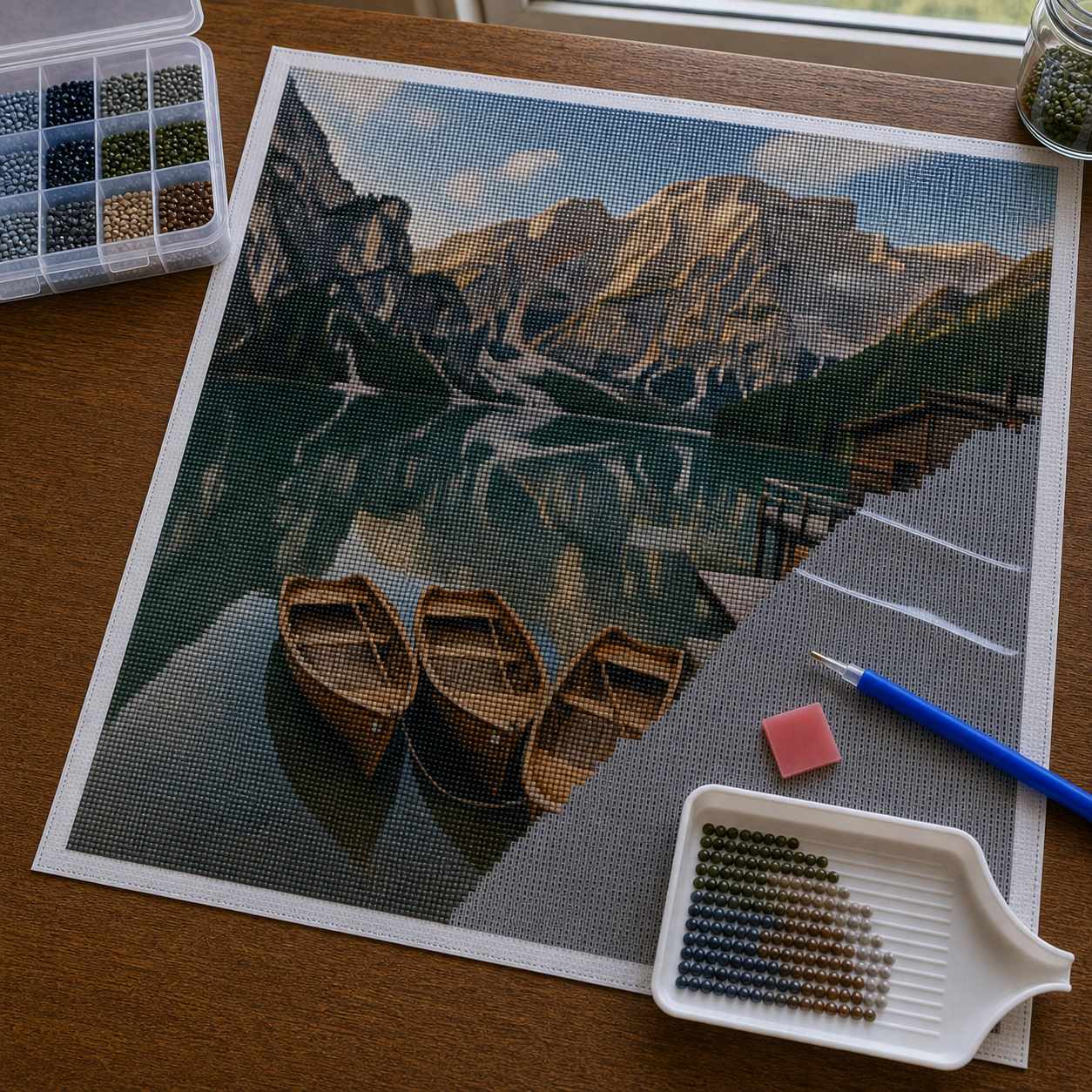 Diamond Painting Lago di Braies Dolomiti | Kit Completo - foto 2