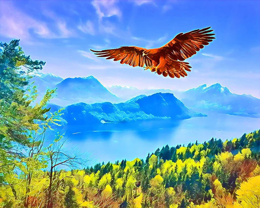 Aquila e paesaggio svizzero Diamond Painting | Seos Shop ®