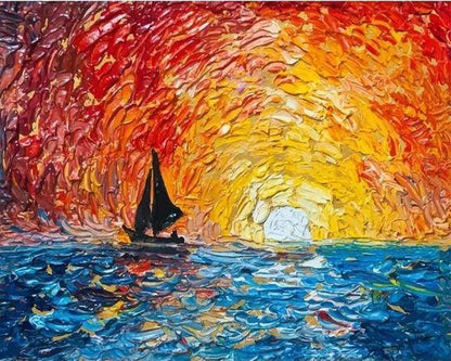 Barca A Vela E Sole Nascente Diamond Painting | Seos Shop ®