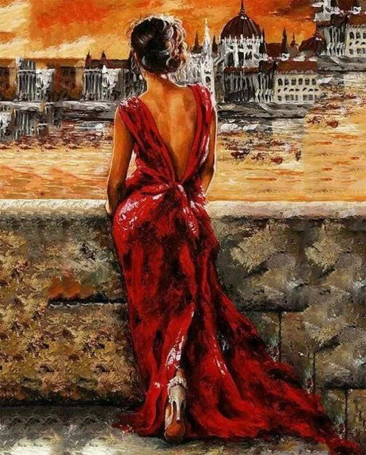 Bella Donna In Abito Rosso Diamond Painting | Seos Shop ®