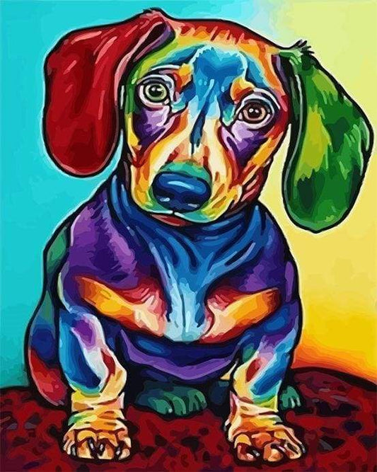 Cane A Colori Con Orecchie Rosse E Verdi Diamond Painting