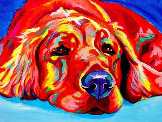 Cane Rosso Sdraiato Sul Pavimento Diamond Painting