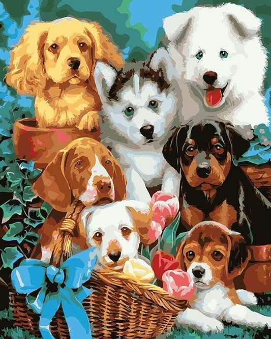 Cani Di Piccola Taglia In Un Cestino Diamond Painting