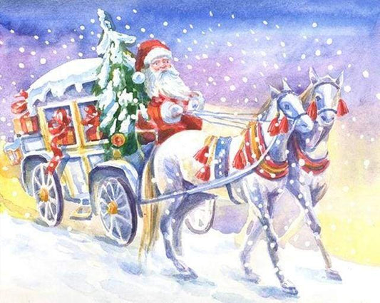 Carrozza Trainata Da Cavalli E Babbo Natale Diamond Painting