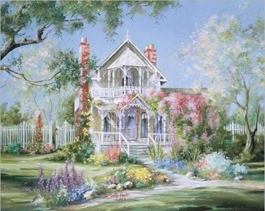 Casa Bianca Durante La Stagione Primaverile Diamond Painting
