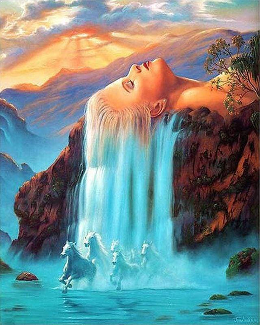 Cascata E Cavalli Diamond Painting