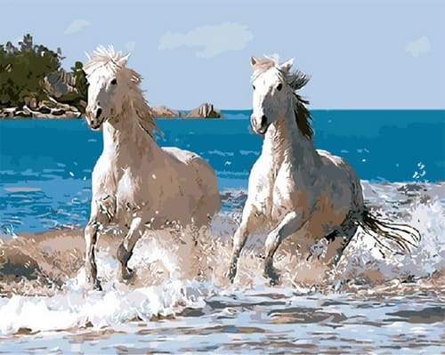 Cavalli Bianchi E Mare Diamond Painting