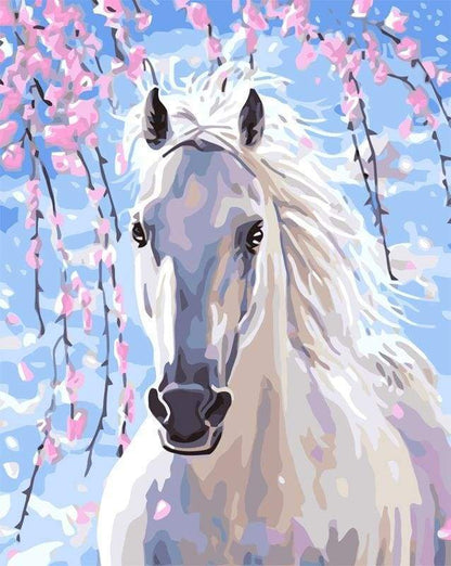 Cavallo Bianco E Fiori Diamond Painting | Seos Shop ®