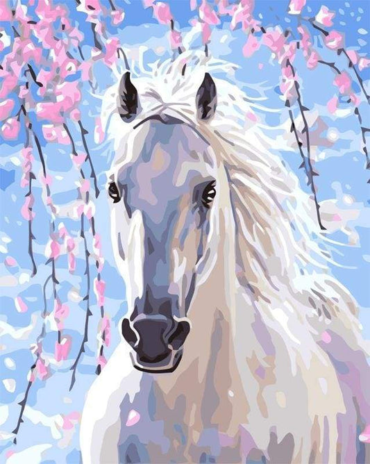 Cavallo Bianco E Fiori Diamond Painting