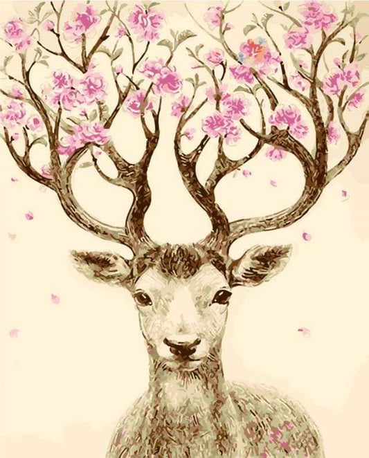 Cervo Con Bosco Fiorito Diamond Painting