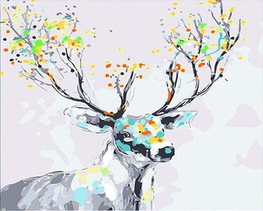 Cervo Con Legno Colorato Diamond Painting
