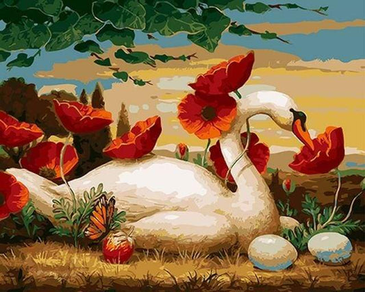 Cigno E Papaveri Diamond Painting