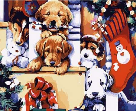 Cuccioli A Natale Diamond Painting