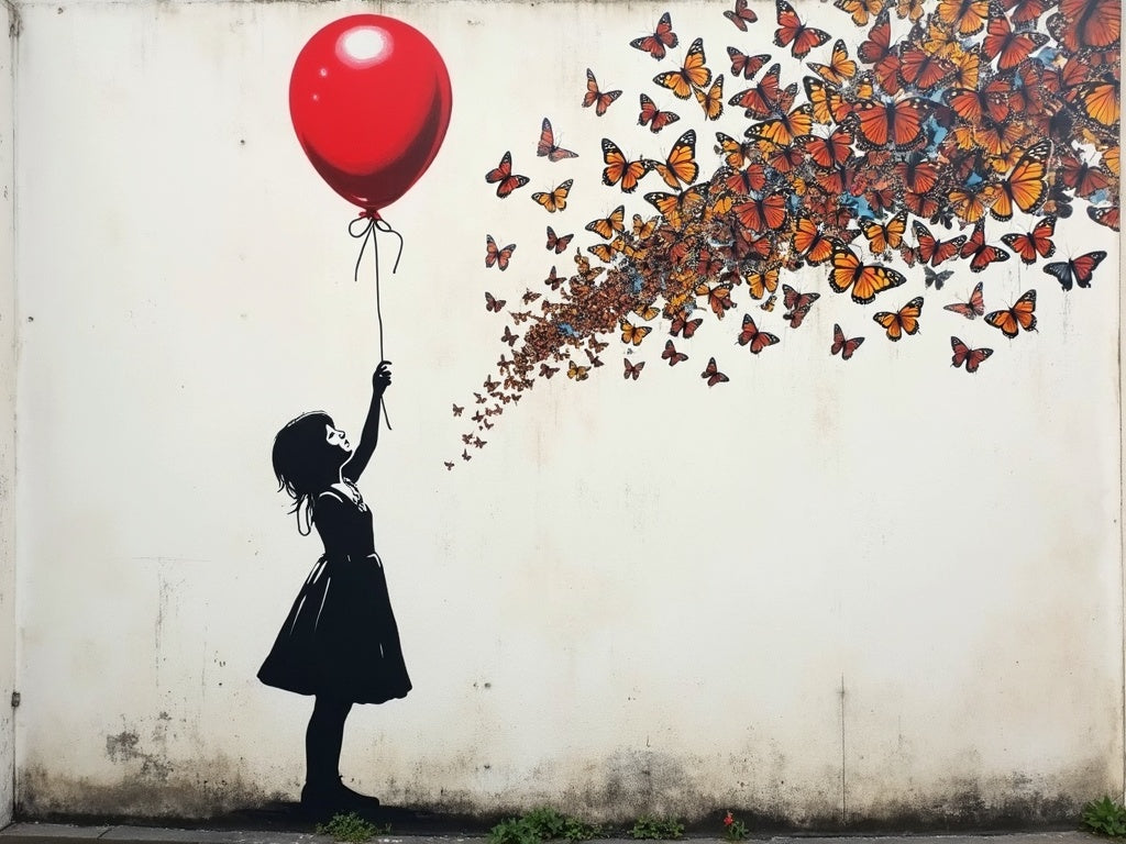 Diamond Painting Ragazza con Farfalle - Stile Banksy