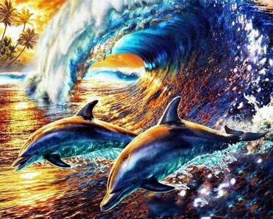 Delfini Nelle Onde Diamond Painting