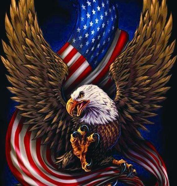 Diamond Painting - Aquila E Bandiera Americane Diamond Painting