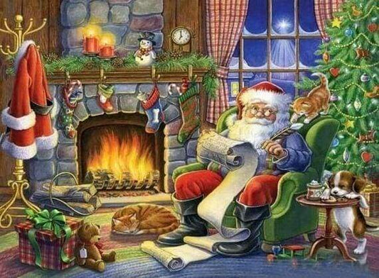 Diamond Painting - Babbo Natale Accanto Al Caminetto Diamond Painting