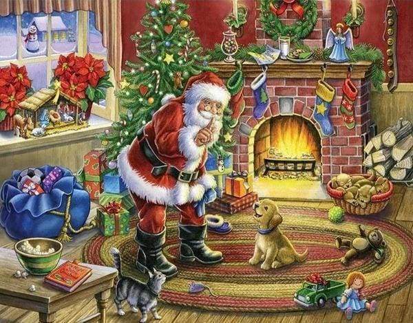 Diamond Painting - Babbo Natale E Cane Diamond Painting