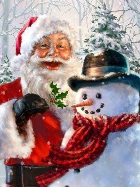 Diamond Painting - Babbo Natale E Pupazzo Di Neve Diamond Painting
