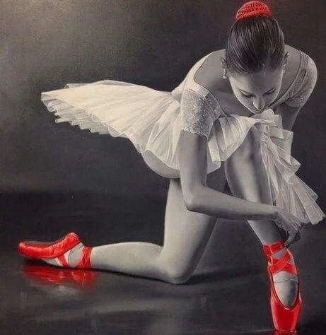 Diamond Painting - Ballerina E Scarpe Da Punta Rosse Diamond Painting