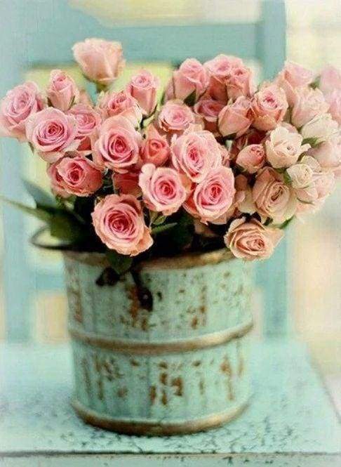 Diamond Painting - Bouquet Di Rose In Un Secchio Diamond Painting