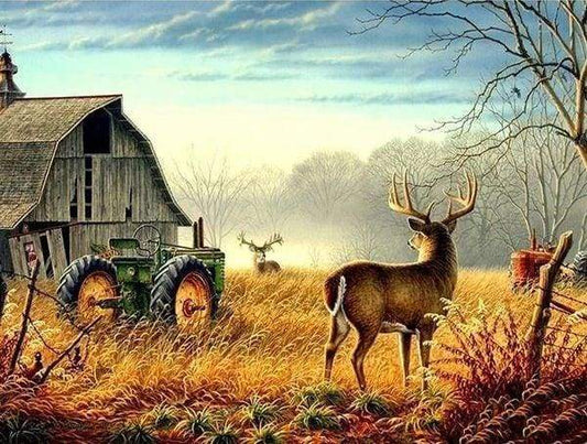 Diamond Painting - Campagna Con Cervi Diamond Painting