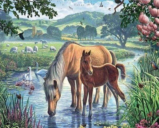 Diamond Painting - Cavalli E Torrente Diamond Painting