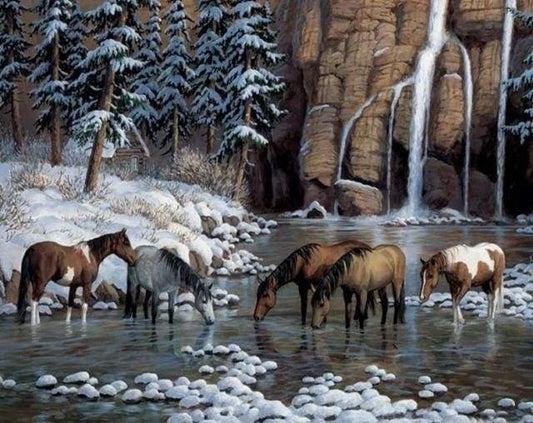 Diamond Painting - Cavalli Nel Fiume Diamond Painting