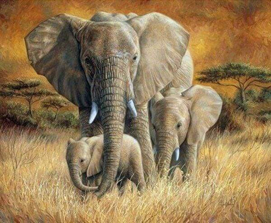 Diamond Painting - Famiglia Di Elefanti Diamond Painting